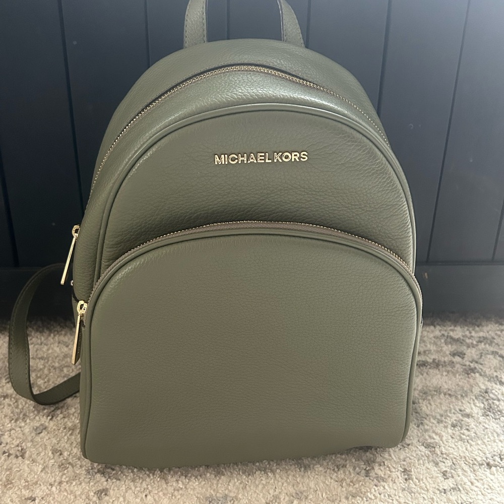 Michael Kors Olive Green Pebbled Leather Mini Backpack Gold Hardware NWOT